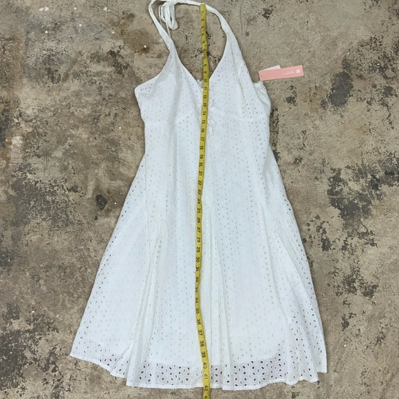 NWT Sandra Darren Women's Fit Flare Dress White Lace Sleeveless Halter Dress OBO - Picture 3 of 12